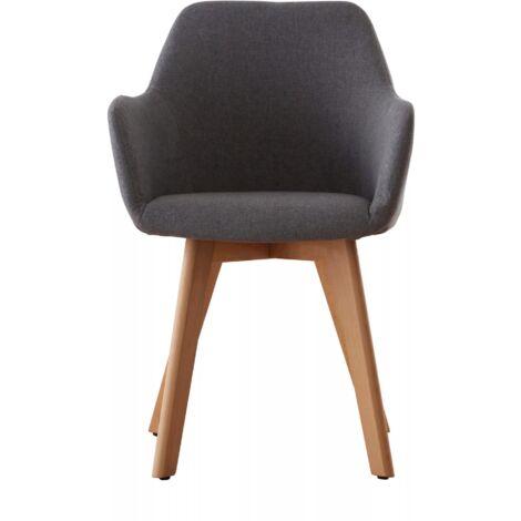 Interiors by Premier Grey Fabric Chair With Wood Legs, Backrest Dining Chair, Easy to Clean Accent Office Chair