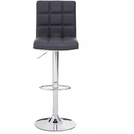 Interiors by Premier Grey Faux Leather Bar Chair, Backrest Breakfast Bar Chair, Footrest Living Bar Chair Kitchen