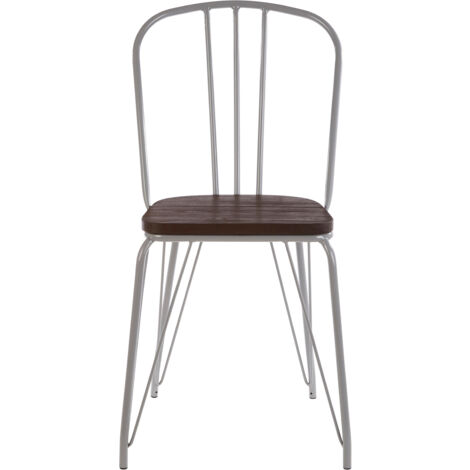 Interiors by Premier Grey Metal and Elm Wood Arm Chair, Accent Dining Arm Chair, Wooden Living Room Chair for Home, Lounge