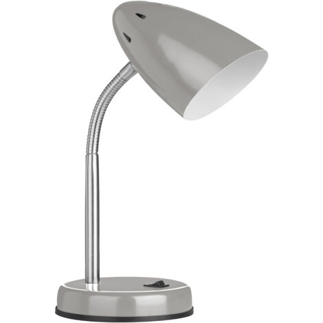 Interiors by Premier Grey Table Lamp for Work Desk, Desk Lamp with Conical Lamp Head, Long Lasting Iron Bedside Lamp