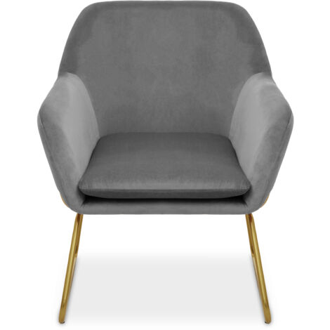 Interiors by Premier Grey Velvet Armchair with Gold Legs, Easy Care Velvet Chairs, Indoor Dining with Velvet Dinner Chair