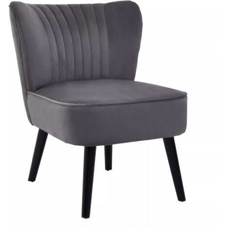 Interiors by Premier Grey Velvet Chair, Curved Back Accent chair, Easy to Assemble Borg Chair, Comfy Office Chair