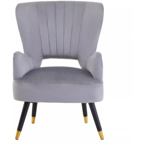 Interiors by Premier Grey Velvet Cut Out Back Chair, Sturdy Support Homebase Chair, Built to Last Velvet Desk Chair