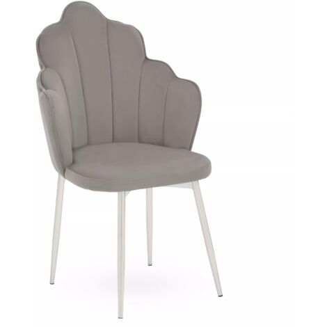 Interiors by Premier Grey Velvet Dining Chair, Durable & Adjustable Velvet Office Chair, Backrest Grey Accent Chair with Chrome Legs