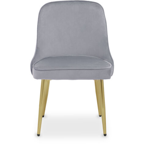 Interiors by Premier Grey Velvet Dining Chair, Mid-Century Modern Grey and Gold Velvet Dining Chairs, Luxury Dining Chair