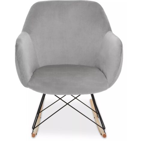 Interiors by Premier Grey Velvet Rocking Chair, Comfortable Velvet Desk Chair, Backrest Velvet Rocking Armchair, Cozy Armchair