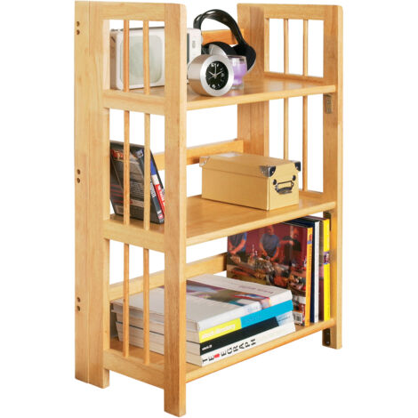 Interiors by Premier Hevea Wood Three Tier Shelf Unit, Living Room Shelving Unit, Wooden Corner Shelves For Storage Solution