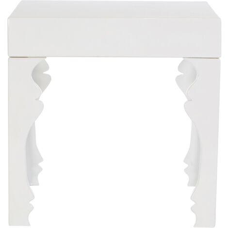 Interiors by Premier High Gloss White Sie Table, White Wood Side Table, Wooden Bedside Table, Contemporary Natural Wood Side Table