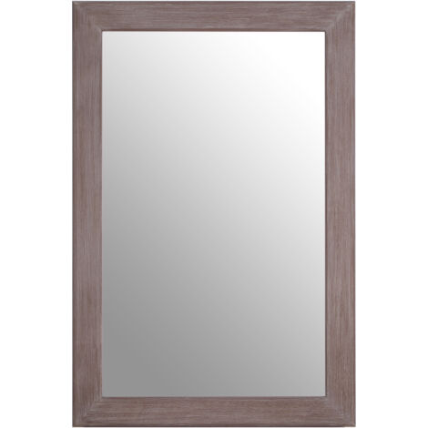 Interiors by Premier Large Wall Mirror, Grain Pattern Brown Frame Mirror for Home, Office, Closet