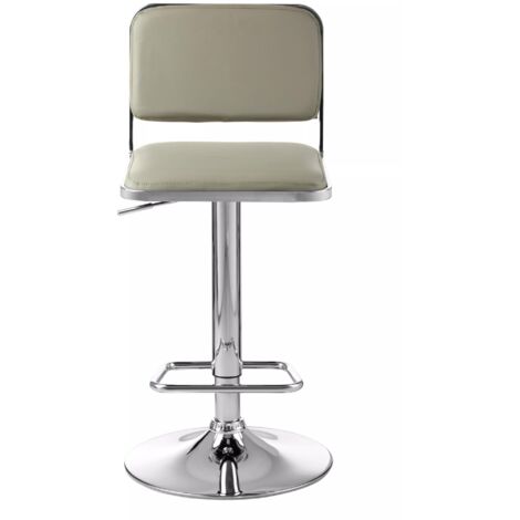 Interiors by Premier Light Grey Seat and Chrome Base Bar Stool, Adjustable Height Kitchen Bar Stool, Footrest Swivel Barstool