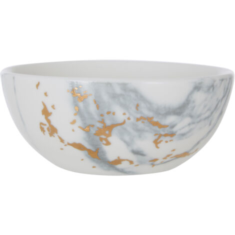 Interiors By Premier Matte Porcelain Snack Bowl With Gold-Toned Rim,Serving Dish,Multipurpose Mixing, Plating & Portioning Bowl