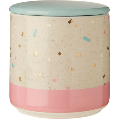 Interiors By Premier Medium Fine Earthenware Grey Pink Storage Canister,Speckle Pattern Kitchen Container,Canister For Storage