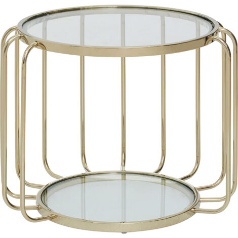 Interiors by Premier Modern Gold Side Table, Contemporary Gold Side Table with Glass Top, Luxury Side Table for Living Room