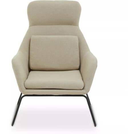 Interiors by Premier Natural Chair With Black Metal Frame, Easy Care Fabric Chair, Long-Lasting Indoor Dining Armchair