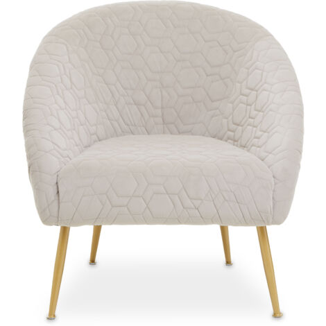 Interiors by Premier Natural Occasional Arm Chair with Curved Back, Velvet Upholstered Chair, Indoor Lounge Chair for Living Room