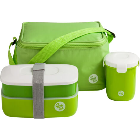 Interiors by Premier Organized Green 3PC Lunch Box, Leak Proof Tiffin Box, Comfortable Packed Lunch Box, Portable Lunch Container