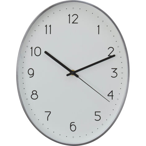 Interiors by Premier Oval Wall Clock With Silver Finish, Durable Construction Wall Clock For Kitchen, Elegant Clock For Outdoor