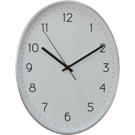 Interiors by Premier Oval Wall Clock With Silver Finish, Durable Construction Wall Clock For Kitchen, Versatile Clock For Outdoor