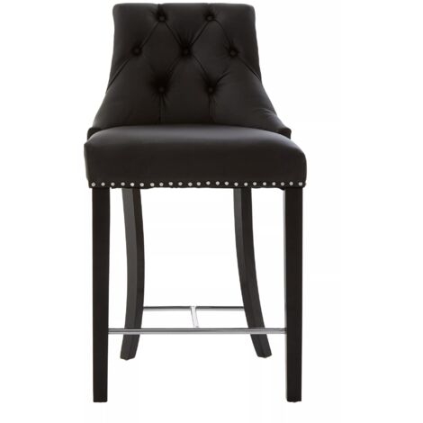 Interiors by Premier Park Black Faux Leather Bar Chair, Backrest Breakfast Bar Chair, Footrest Living Bar Chair Kitchen