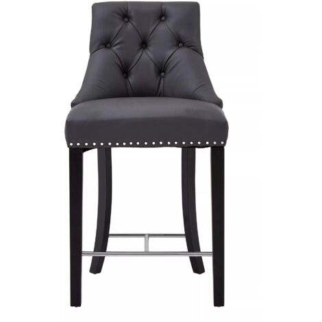 Interiors by Premier Park Grey Faux Leather Bar Chair, Backrest Breakfast Bar Chair, Footrest Living Bar Chair Kitchen