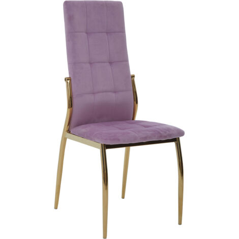 Interiors by Premier Pink Velvet Dining Chair, Modern Dining Accent Chair, Pink & Gold Velvet Upholstered Dining Chair for Home