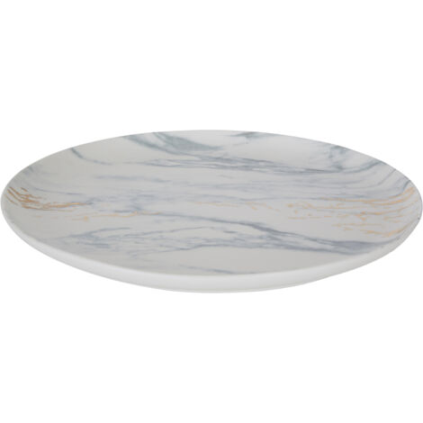 Interiors By Premier Premium Ceramic Dinner Plate,Marble Pattern Plate With Gold Accent,Ideal For Stoneware Dinnerware Plate Set