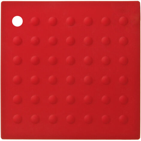 Interiors By Premier Red Silicone Kitchen Trivet,Square Heat Protection Mat With Textured Grip,Trivet With Hanging Hook