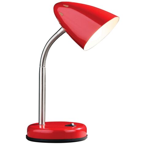 Interiors by Premier Red Table Lamp for Work Desk, Desk Lamp with Conical Lamp Head, Long Lasting Iron Bedside Lamp