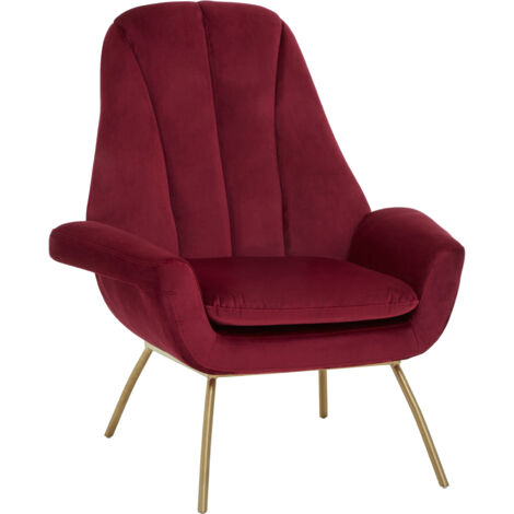 Interiors by Premier Red Wine Velvet Chair with High Back, Armchair for Living Room, Home, Accent Chair with Velvet Upholstery