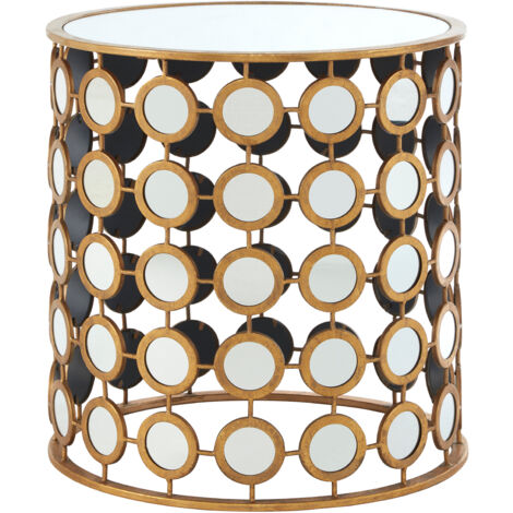 Interiors By Premier Reflective Gold Finish Mirror Side Table, Durable Small Lounge Table, Sturdy Small Bedside Table For Bedroom
