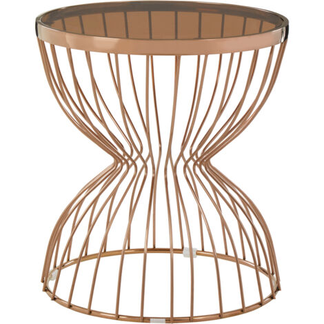 Interiors by Premier Rose Gold Side Table, Modern Design Hourglass Bedside Table, Contemporary Side Table with Gold Finish Base