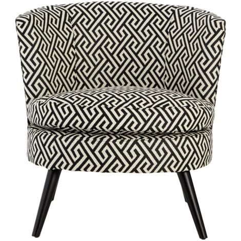 Interiors by Premier Round Black and White Round Armchair, Accent Chair for Living Room, Accent Lounge Chair for Home