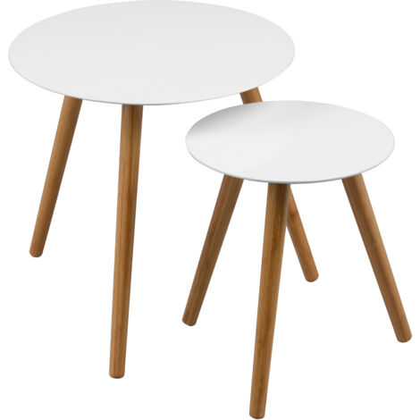 Interiors by Premier Round Nest of 2 Tables, High Gloss White Finish Nesting Table, Long Lasting Coffee Tables for Living Room