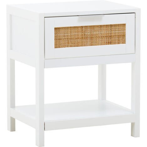 Interiors by Premier Rustic White Wood Side Table, Functional Bed Side Table, Ample Storage Space Of Small Lounge Side Table