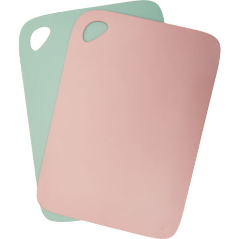 Interiors by Premier Set of 2 Flexible Chopping Boards, Non-Stick Pink & Green Plastic Chopping Board Set, Set of 2 Cutting Mats