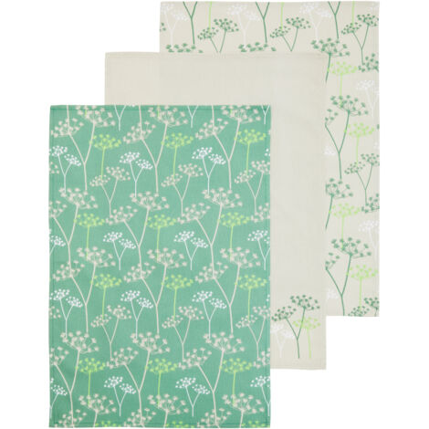 Interiors by Premier Set of 3 Floral Cotton Tea Towels, 3 Piece Kitchen Towel Set, Highly Absorbent Tea Towels, Colourful Towels