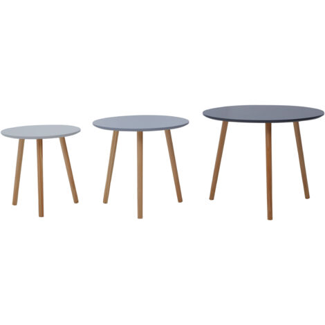 Interiors by Premier Set of 3 Round Tables, Triangular Coffee Tables Set, Long Lasting Rounded Top Wood Table for Indoor, Outdoor