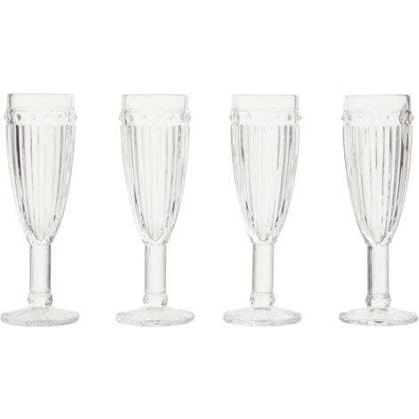 Interiors by Premier Set of 4 Chamapgne Glasses, Premium Chamapgne Flutes Set, 160ml Clear Glass Champagne Crystal Glasses