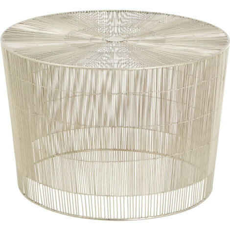 Interiors by Premier Silver Small Cage Round Table, Iron Strips Coffee Table, Durable End Side Table for Indoor, Outdoor Spaces
