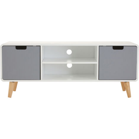 Interiors by Premier Sleek and Modern TV Unit, Versatile TV Cabinet, White Finish TV and Storage Unit, Sleek Corner TV Unit