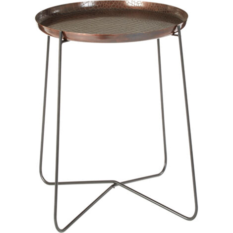 Interiors By Premier Sleek Large Copper And Black Side Table, Round Top Small Lounge Table, Contemporary Bed Side Table