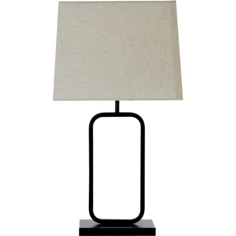 Interiors by Premier Sleek Natural And Black Table Lamp, Contemporary Bedside Table Light, Sleek table Light For Livingroom