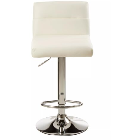 Interiors By Premier Sleek White Seat Bar Stool With Chrome Base, Comfortable Bar Chair, Adjustable Height Modern Bar Stool