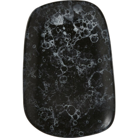Interiors By Premier Small Black Marble Effect Serving Platter,Stoneware Food Platter With Irregular Oval Design,Dinner Platter