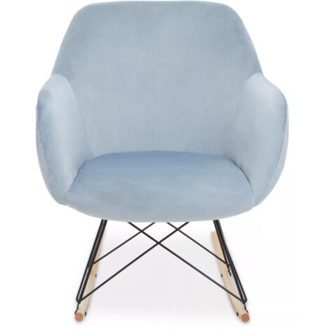 Interiors by Premier Small Blue Velvet Rocking Chair, Comfortable Velvet Desk Chair, Backrest Dining Armchair, Cozy Armchair