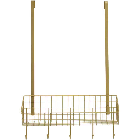 Interiors By Premier Smart Design Gold Finish Over The Door Hanger, Versatile Storage Over Door Hooks, Sturdy Hanging Hooks