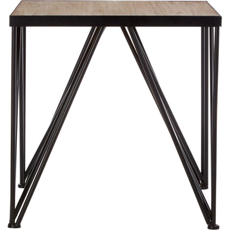 Interiors by Premier Square Side Table, Wood Metal Side Table, Industrial Side Table, Wood Top Side Table, Black Iron Side Table