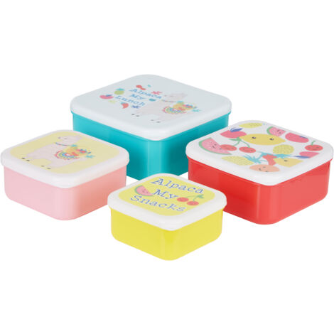 Interiors by Premier Stackable Design Set Of 4 Fruity Alpaca Lunch Boxes, Versatile Assortment Of Multisized PP Lunch Boxes