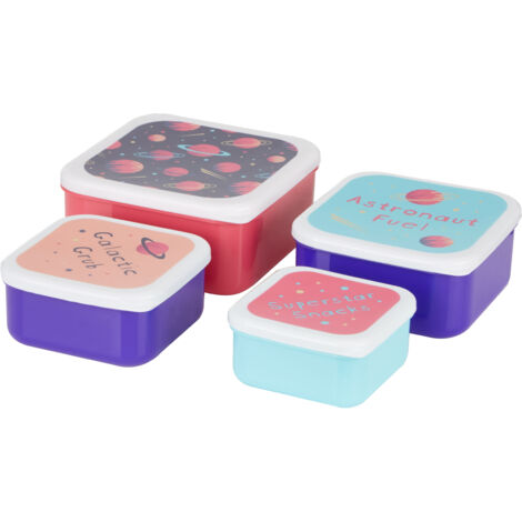 Interiors by Premier Stackable Design Set Of 4 Space Design Lunch Boxes, Versatile Assortment Of Multisized PP Lunch Boxes