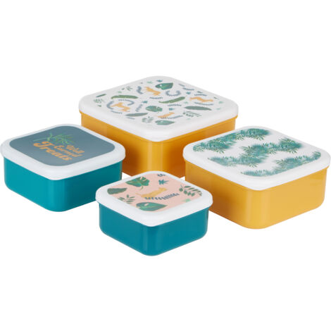 Interiors by Premier Stackable Design Set Of 4 Winter Palm Lunch Boxes, Versatile Assortment Of Multisized PP Lunch Boxes
